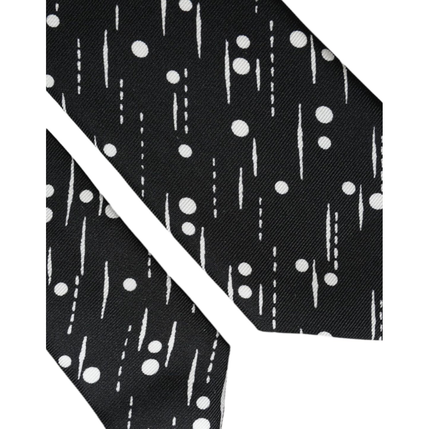Dolce & Gabbana Black Dotted 100% Silk Adjustable Tie KRA3395