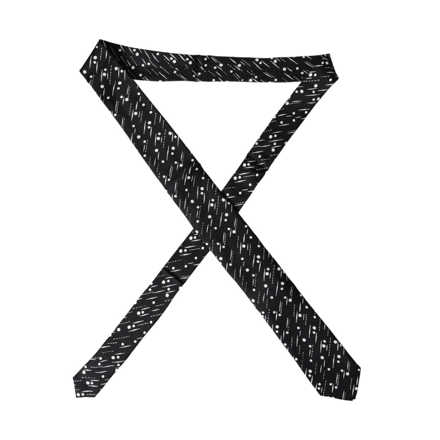 Dolce & Gabbana Black Dotted 100% Silk Adjustable Tie KRA3395