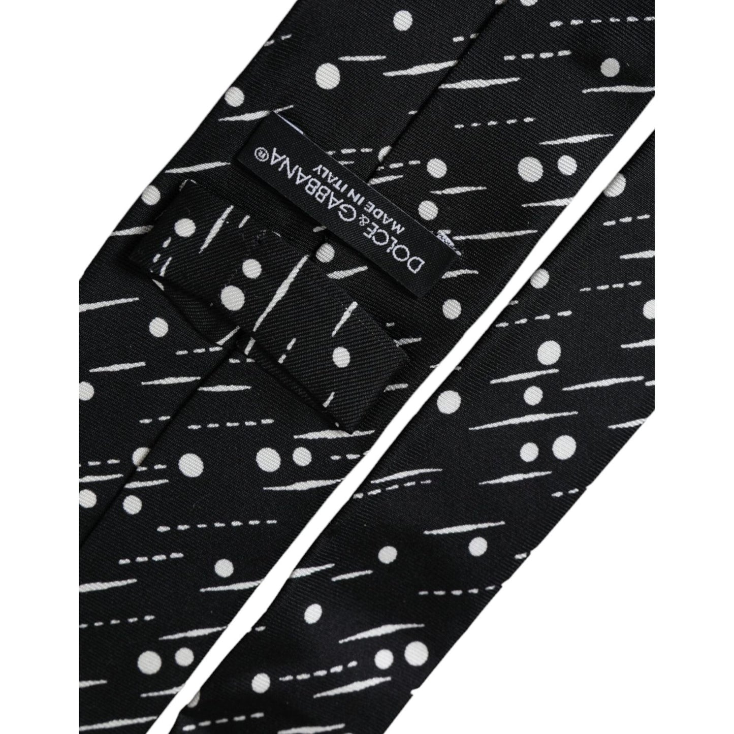 Dolce & Gabbana Black Dotted 100% Silk Adjustable Tie KRA3395