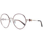 Emilio Pucci Red Women Glasses Frame with metal full-rim round style, demo lenses, and branded case included.
