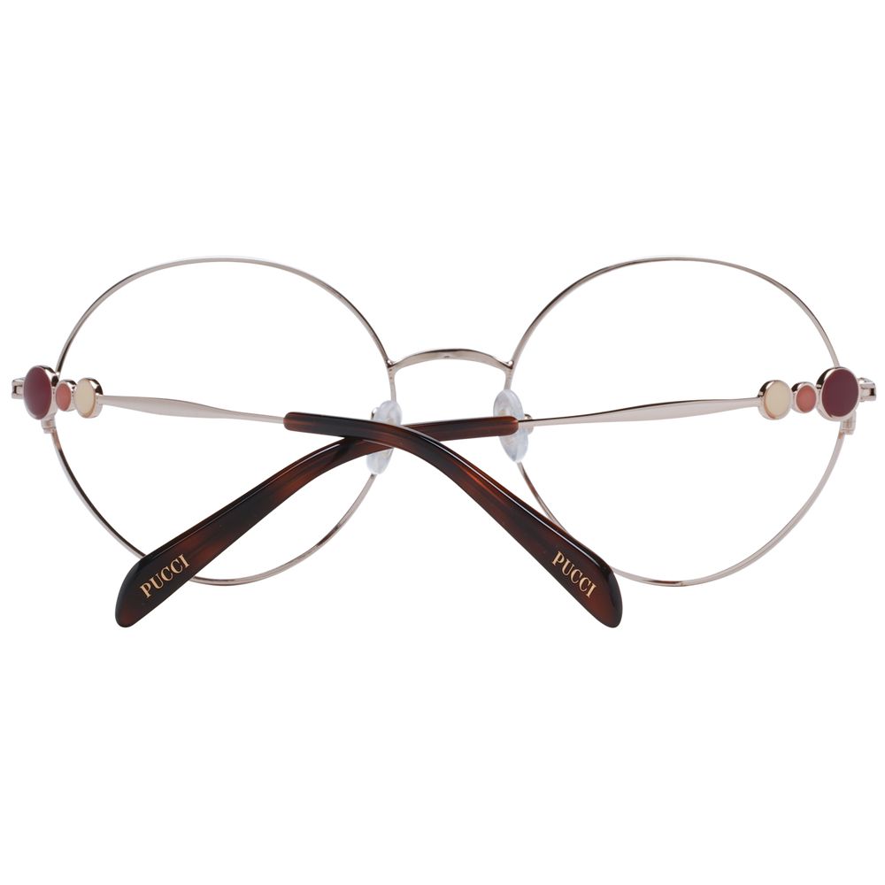 Emilio Pucci Red Women Glasses Frame, round full-rim metal design with branded case