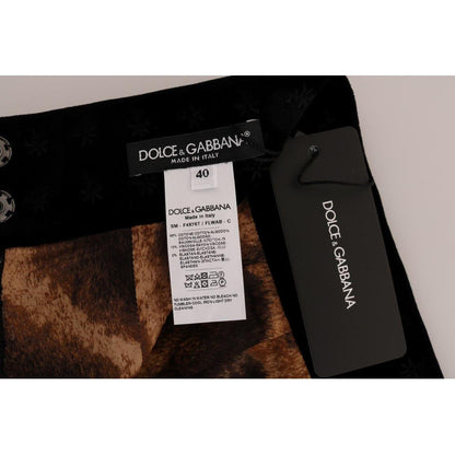 Dolce & Gabbana Dark Green Baroque Velvet Pencil Skirt