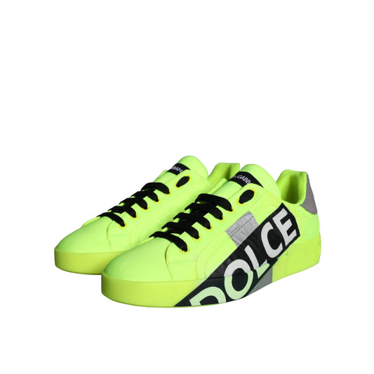 Dolce & Gabbana Neon Green Logo Tape Low Top Sneakers Shoes MV5830#1-42.5