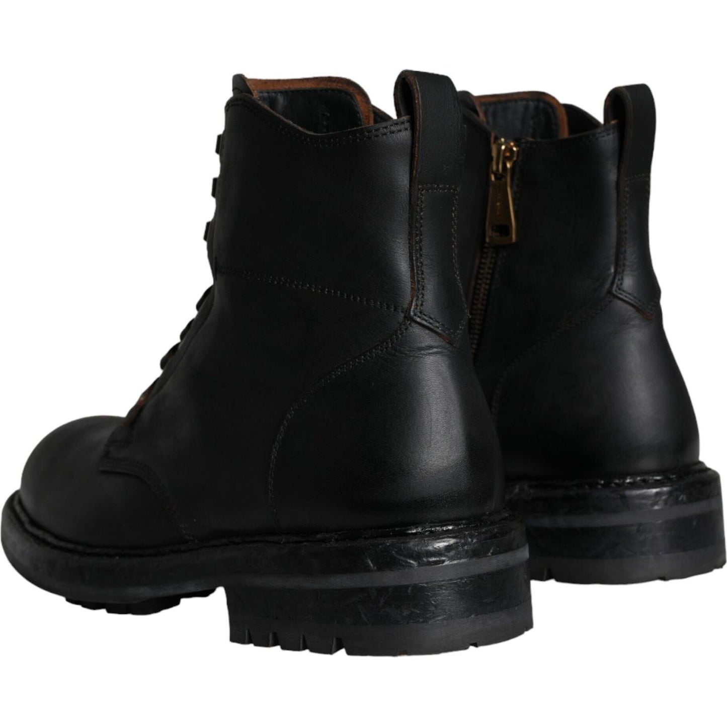 Dolce & Gabbana Black Lace Up Mid Calf Boots Men Shoes MV5870-40