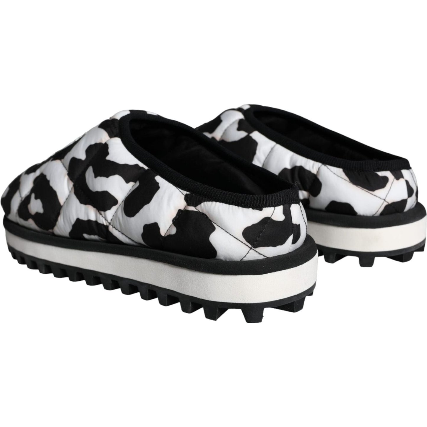 Dolce & Gabbana Black White Quilted Logo Sandals Slides Shoes