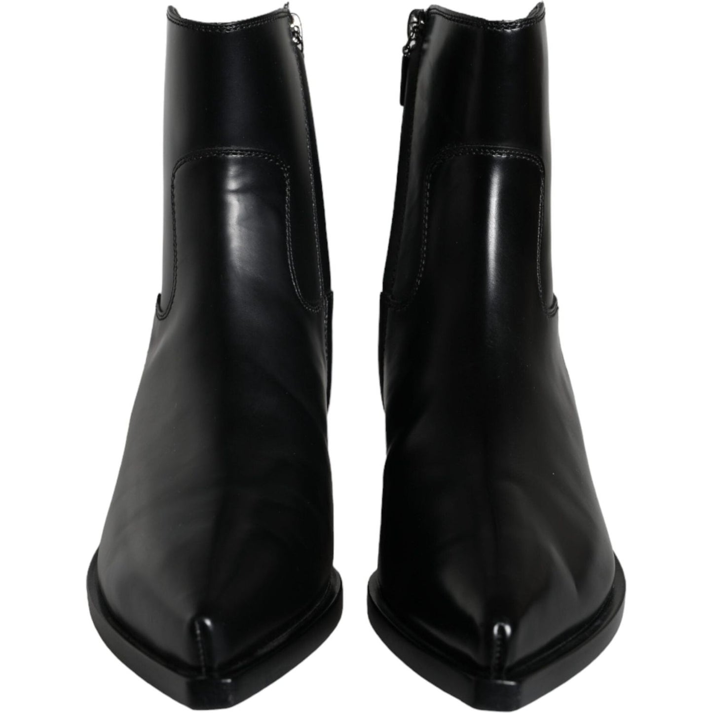 Dolce & Gabbana Black Leather Ankle Boots Booties Shoes