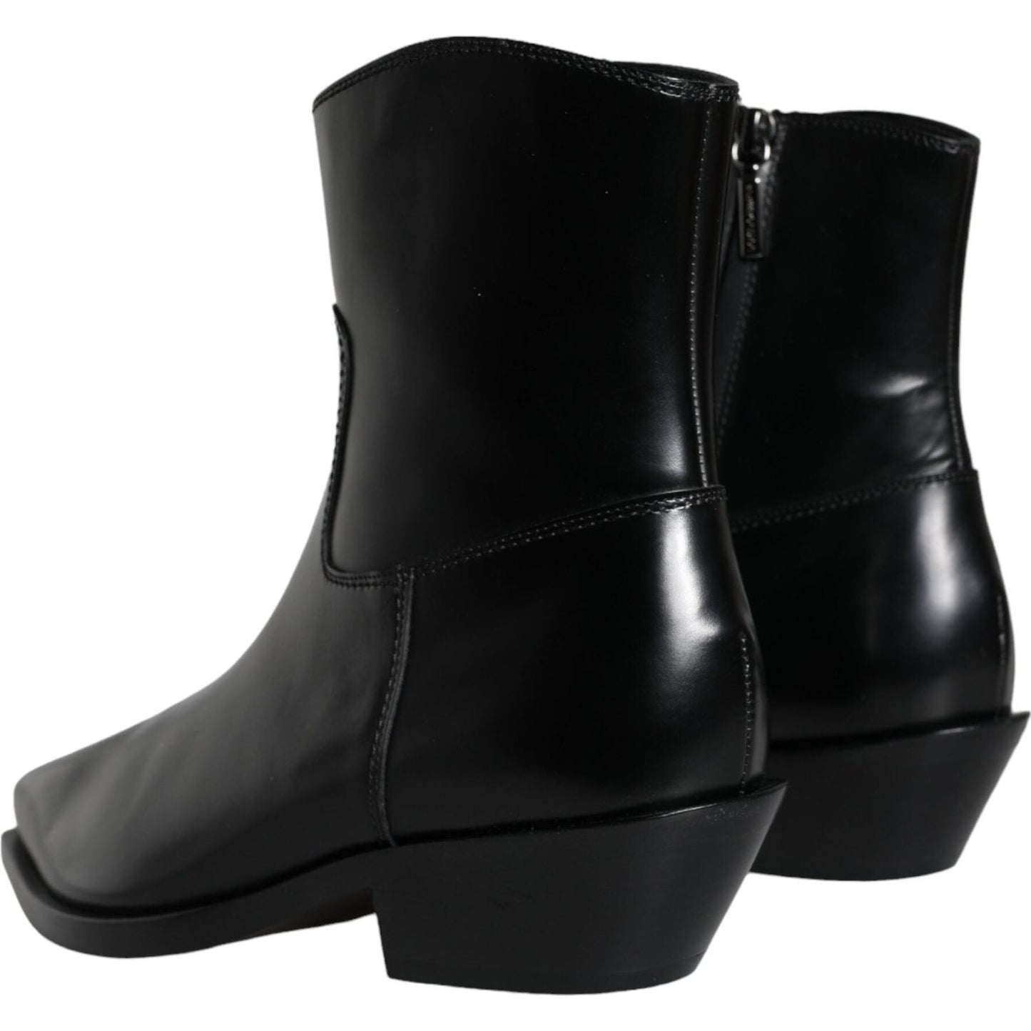 Dolce & Gabbana Black Leather Ankle Boots Booties Shoes