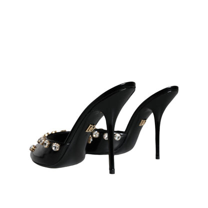 Dolce & Gabbana Black Crystal Heels Keira Sandals Shoes