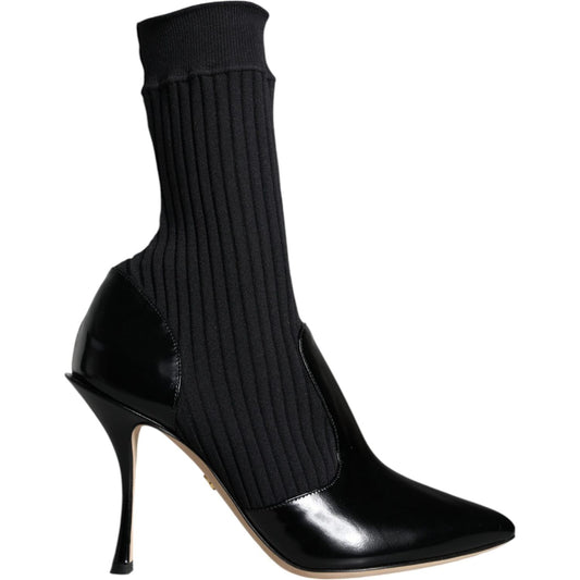 Dolce & Gabbana Black Stretch Stilettos Booties Socks Shoes LA11432-36