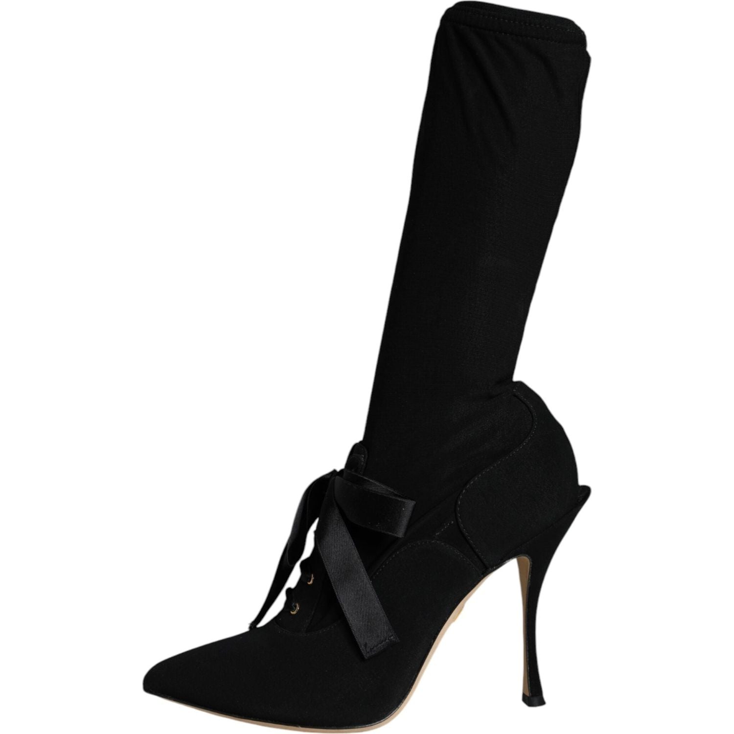 Dolce & Gabbana Black Stiletto Heels Mid Calf Boots Shoes