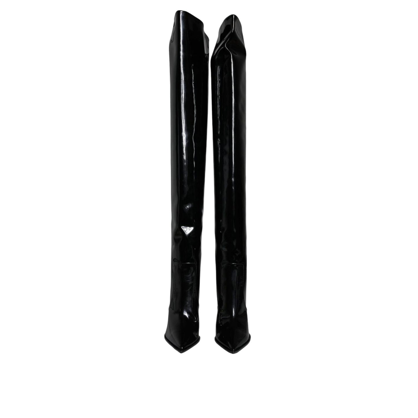 Dolce & Gabbana Black Patent Leather Knee High Boots Shoes
