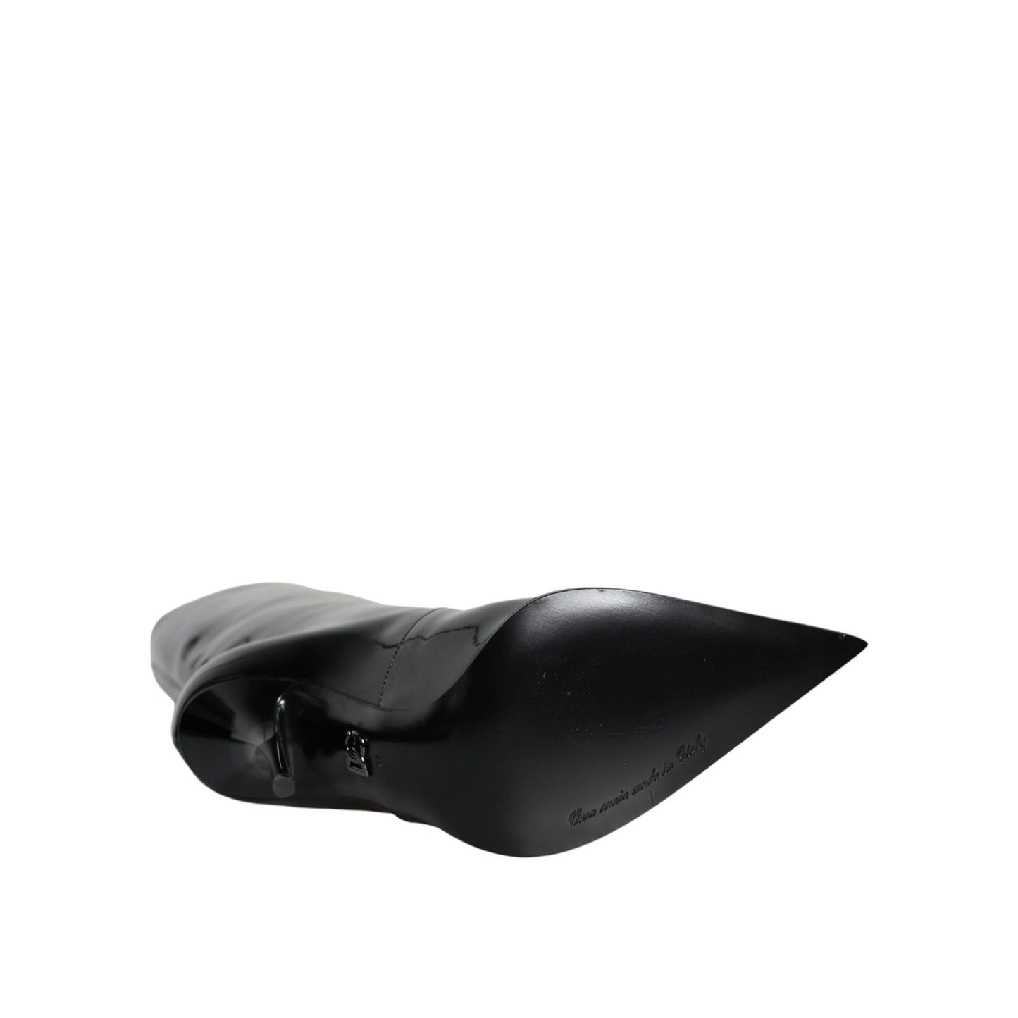 Dolce & Gabbana Black Patent Leather Mid Calf Boots Shoes