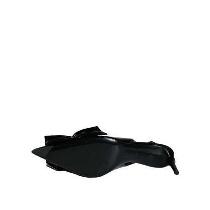 Dolce & Gabbana Black Patent Leather Heels Slingback Shoes