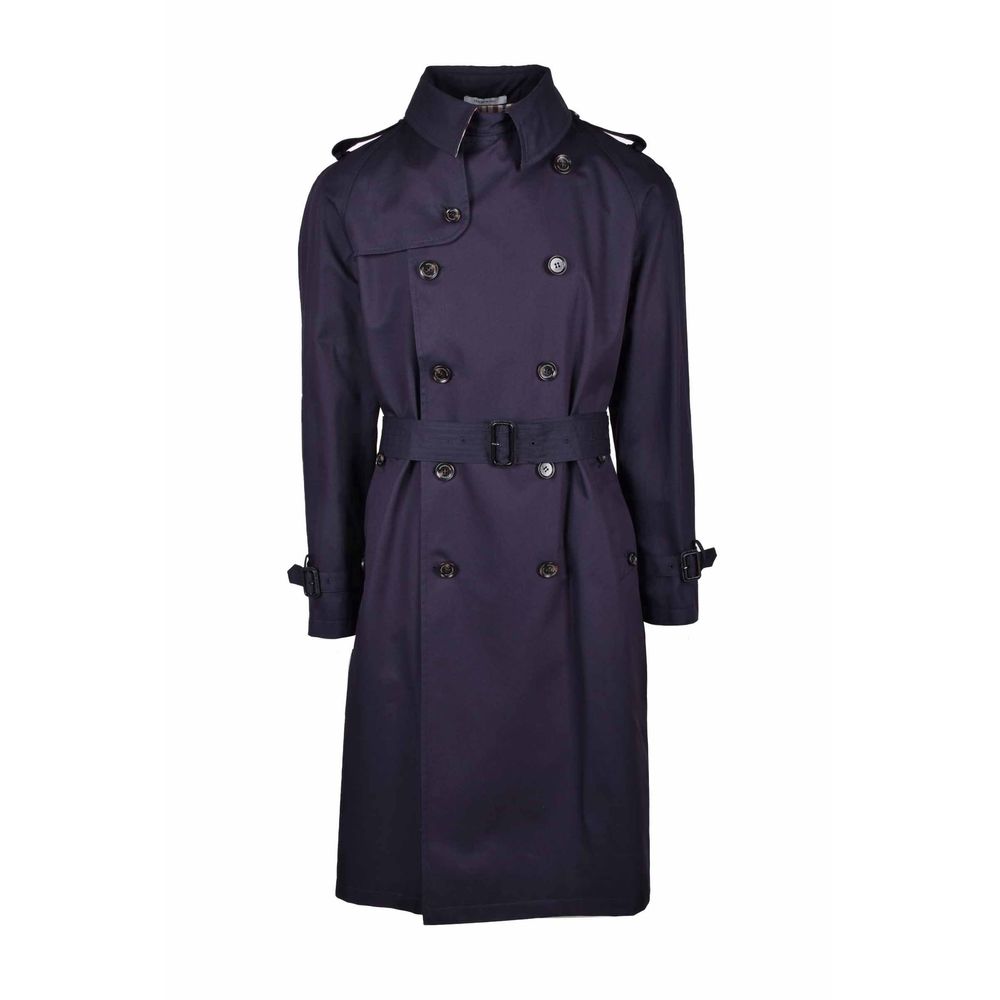 Aquascutum Blue Cotton Men Trench Coat
