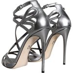 Dolce & Gabbana Silver Keira Leather Heels Sandals Shoes LA11511-37