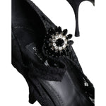 Dolce & Gabbana Black Mary Jane Pumps Lace Crystals Heels Shoes LA11418-35