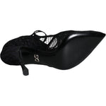 Dolce & Gabbana Black Mary Jane Pumps Lace Crystals Heels Shoes LA11418-35