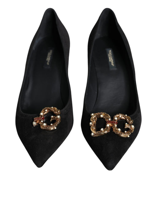 حذاء Dolce &amp; Gabbana Black Amore Suede Bellucci بكعب عالٍ