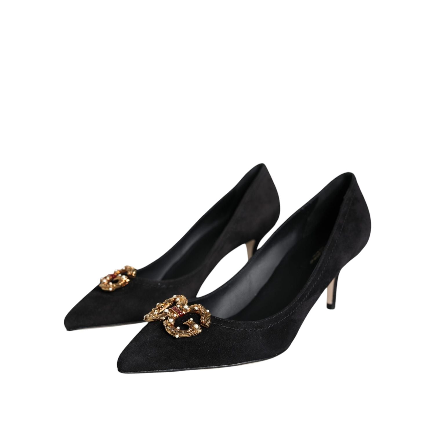 حذاء Dolce &amp; Gabbana Black Amore Suede Bellucci بكعب عالٍ