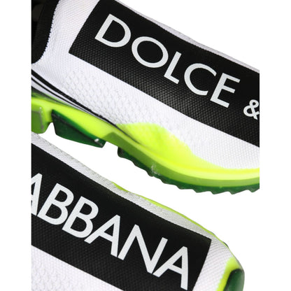 Dolce & Gabbana White Yellow Slip On Sorrento Sneakers Shoes