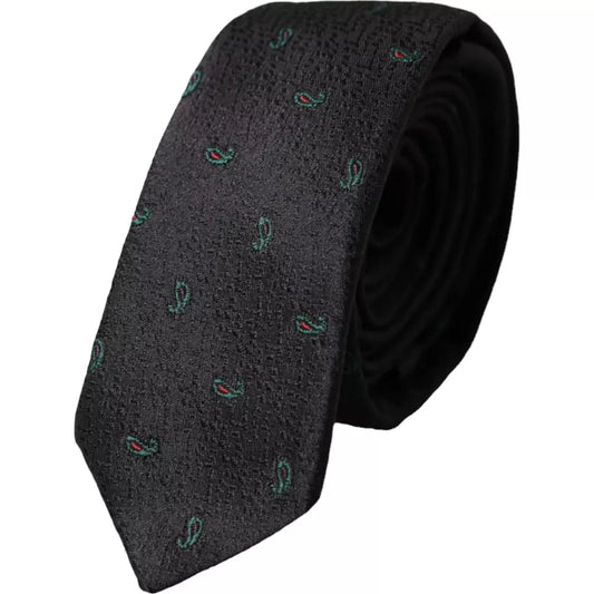 Dolce & Gabbana Black Fantasy 100% Silk Adjustable Men Tie KRA3334
