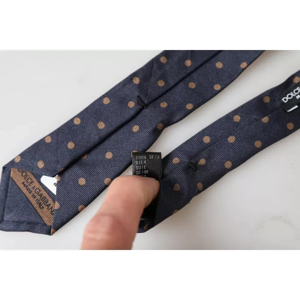 Dolce & Gabbana Black Dotted Fantasy Silk Adjustable Men Tie KRA3338