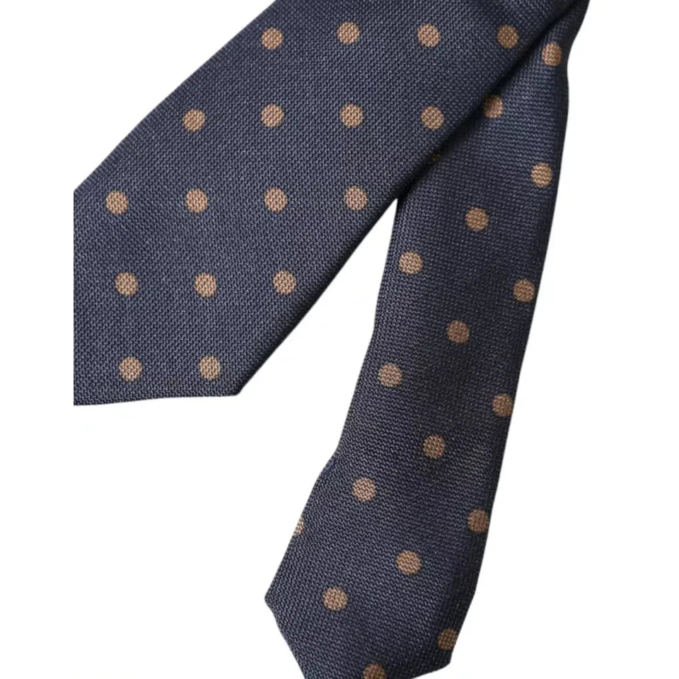 Dolce & Gabbana Black Dotted Fantasy Silk Adjustable Men Tie KRA3338