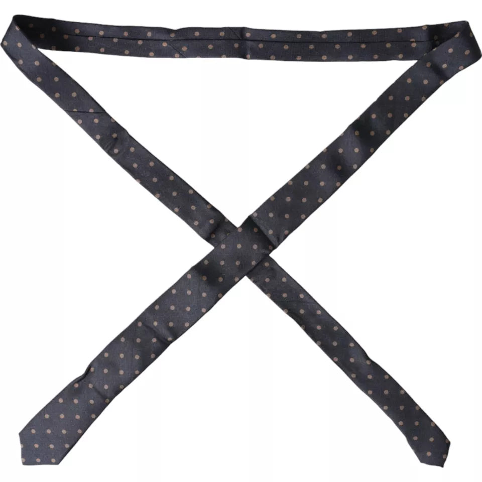 Dolce & Gabbana Black Dotted Fantasy Silk Adjustable Men Tie KRA3338