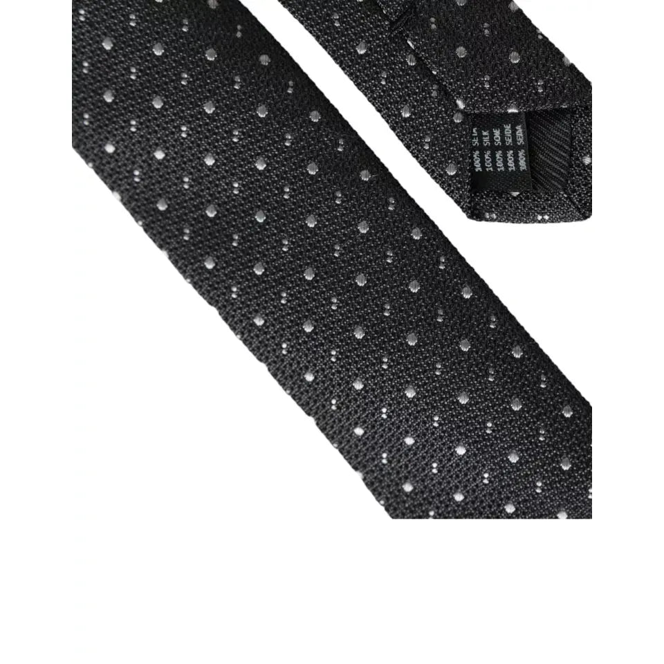Dolce & Gabbana Black Polka Dot Silk Adjustable Men Tie KRA3375