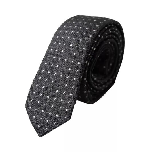 Dolce & Gabbana Black Polka Dot Silk Adjustable Men Tie KRA3375