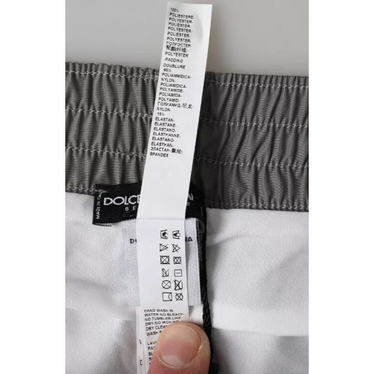 شورت سباحة رجالي من البوليستر باللون الرمادي الداكن من دولتشي آند غابانا