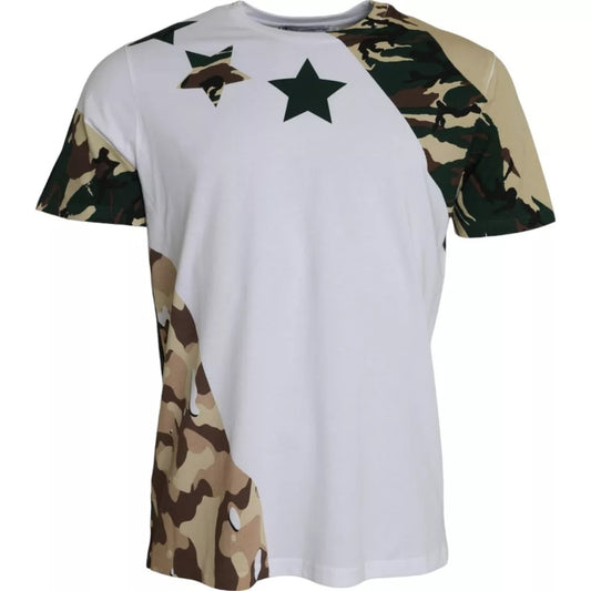 Dolce & Gabbana White Camouflage Stars Crew Neck Men T-shirt TSH86580-50