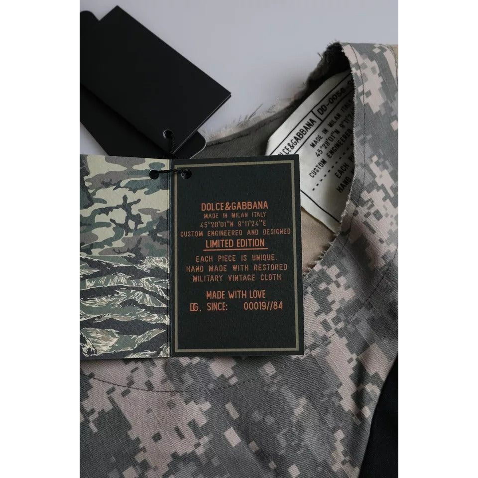 تي شيرت رجالي من Dolce &amp; Gabbana متعدد الألوان من القطن برقبة دائرية