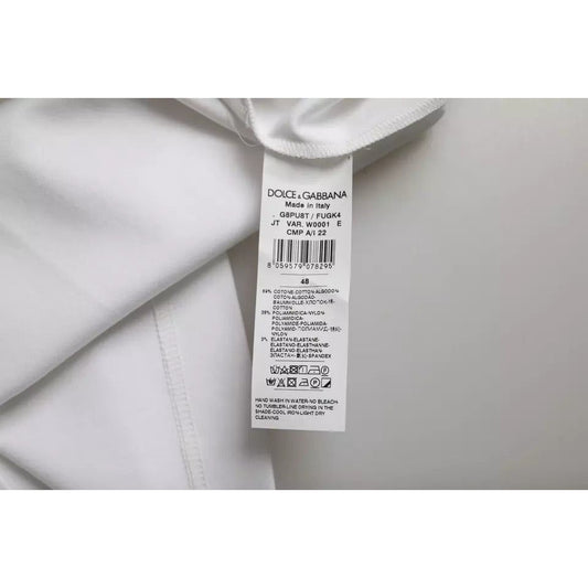 Dolce & Gabbana White Cotton Round Neck Short Sleeve T-shirt TSH86450-48