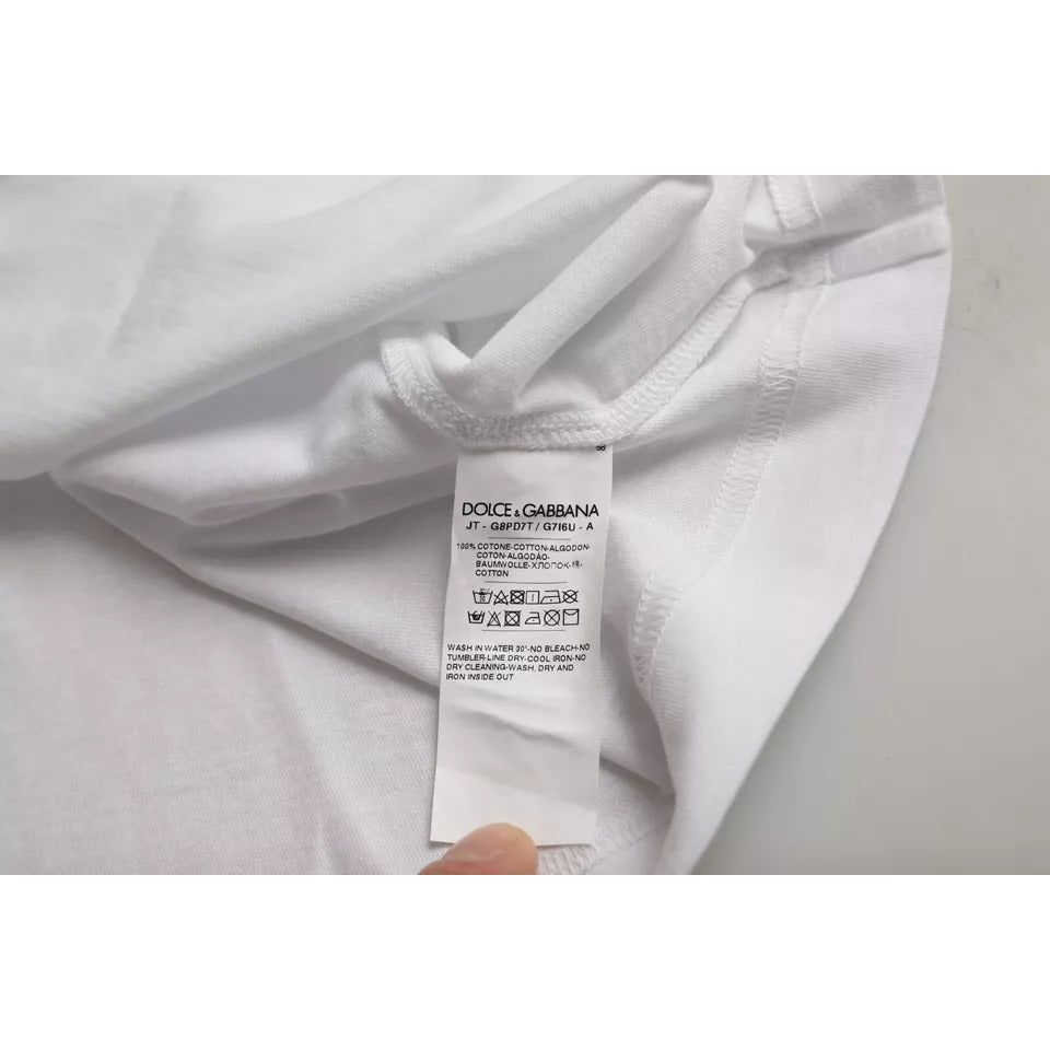 Dolce & Gabbana White Logo Round Neck Short Sleeves T-shirt TSH86425-52