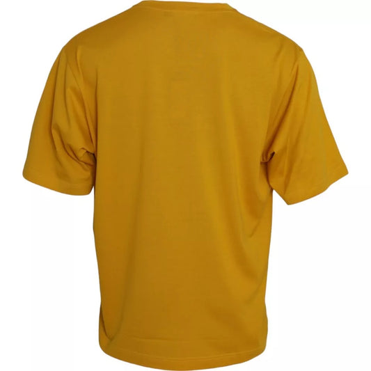 Dolce & Gabbana Dark Yellow Logo Cotton Round Neck T-shirt TSH86421-56