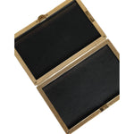 Dolce & Gabbana Black Leather Studs Gold Frame Clutch Evening Purse Bag BAG1531