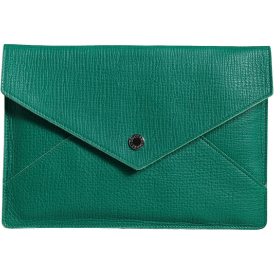 Dolce & Gabbana Green Leather Handbag Clutch Mini Purse Pouch Tablet Case BAG1542