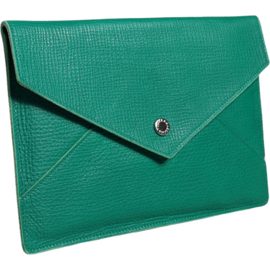 Dolce & Gabbana Green Leather Handbag Clutch Mini Purse Pouch Tablet Case BAG1542