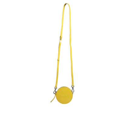 MSGM Yellow Leather Logo Crossbody Sling Shoulder Round Bag