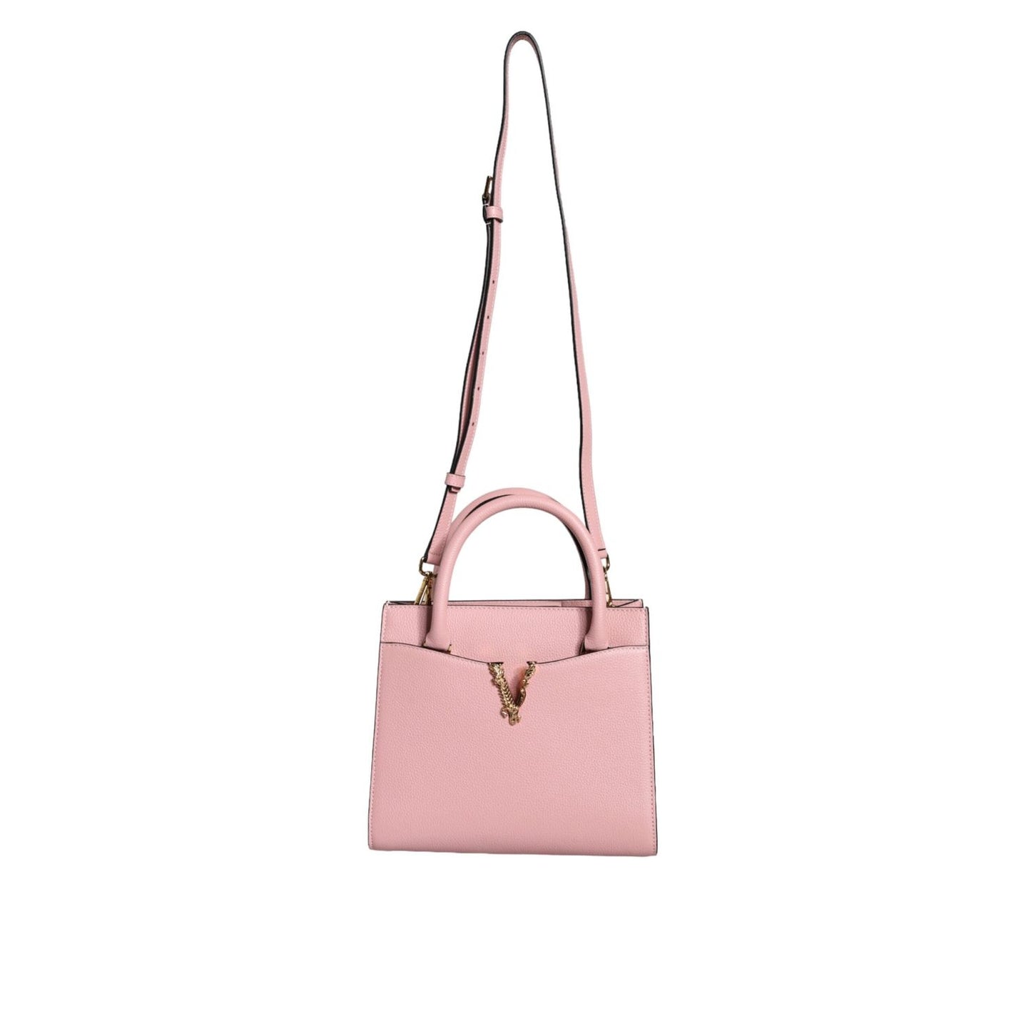 Versace Pink Small Top Handle Grainy Calf Leather Crossbody Bag