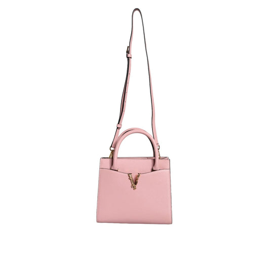 Versace Pink Small Top Handle Grainy Calf Leather Crossbody Bag BAG1588