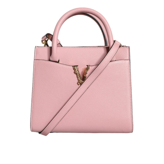 Versace Pink Small Top Handle Grainy Calf Leather Crossbody Bag BAG1588