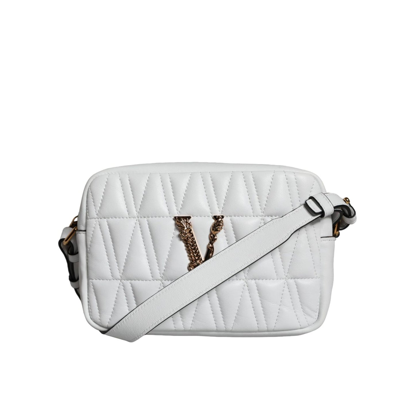 Versace White Quilted Nappa Leather Crossbody Shoulder Bag
