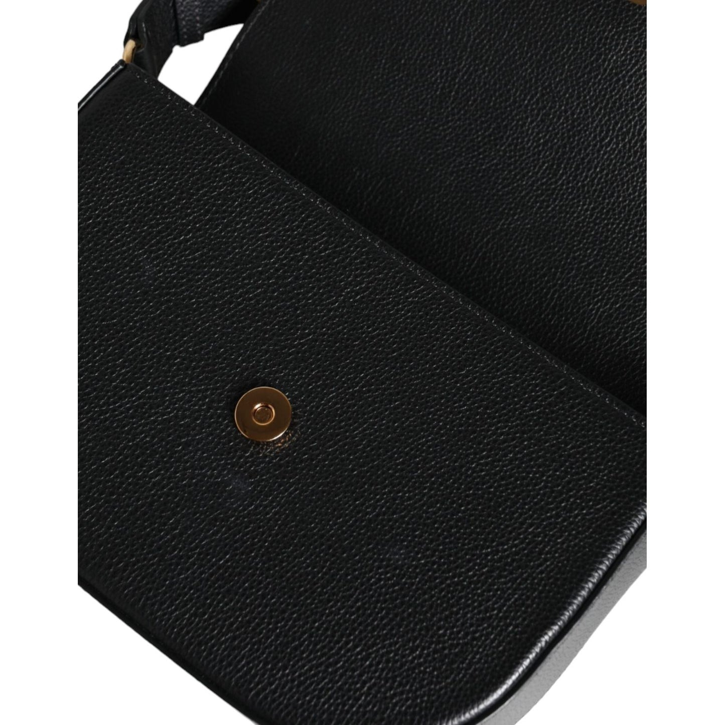 Versace Black Grainy Calf Leather Logo Crossbody Shoulder Bag BAG1612