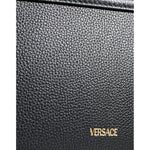 Versace Black Grainy Calf Leather Logo Crossbody Shoulder Bag BAG1612