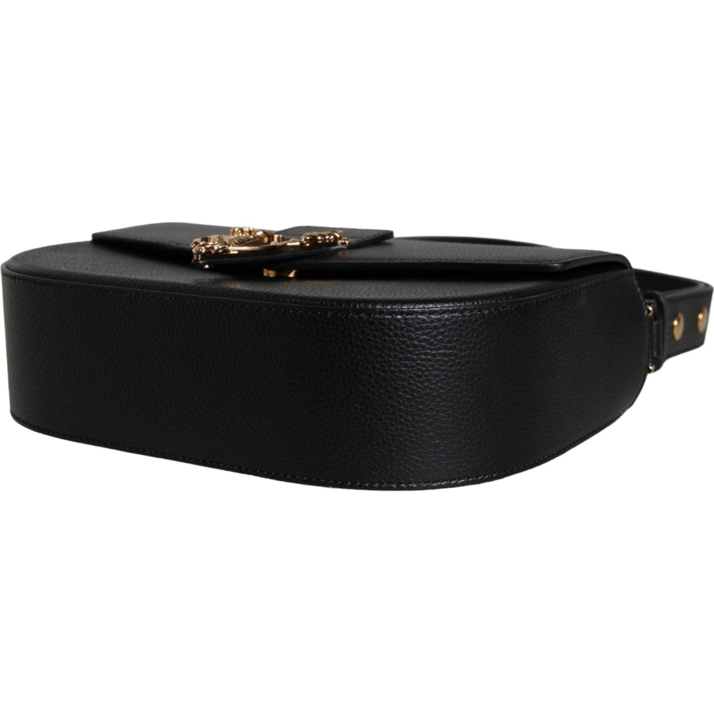 Versace Black Grainy Calf Leather Logo Crossbody Shoulder Bag BAG1612
