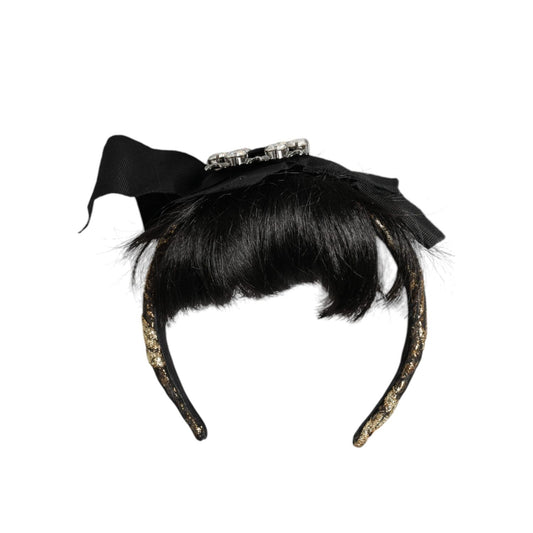 Dolce & Gabbana Black Hair Parrucchiera Crystal Headband Diadem SMY10350