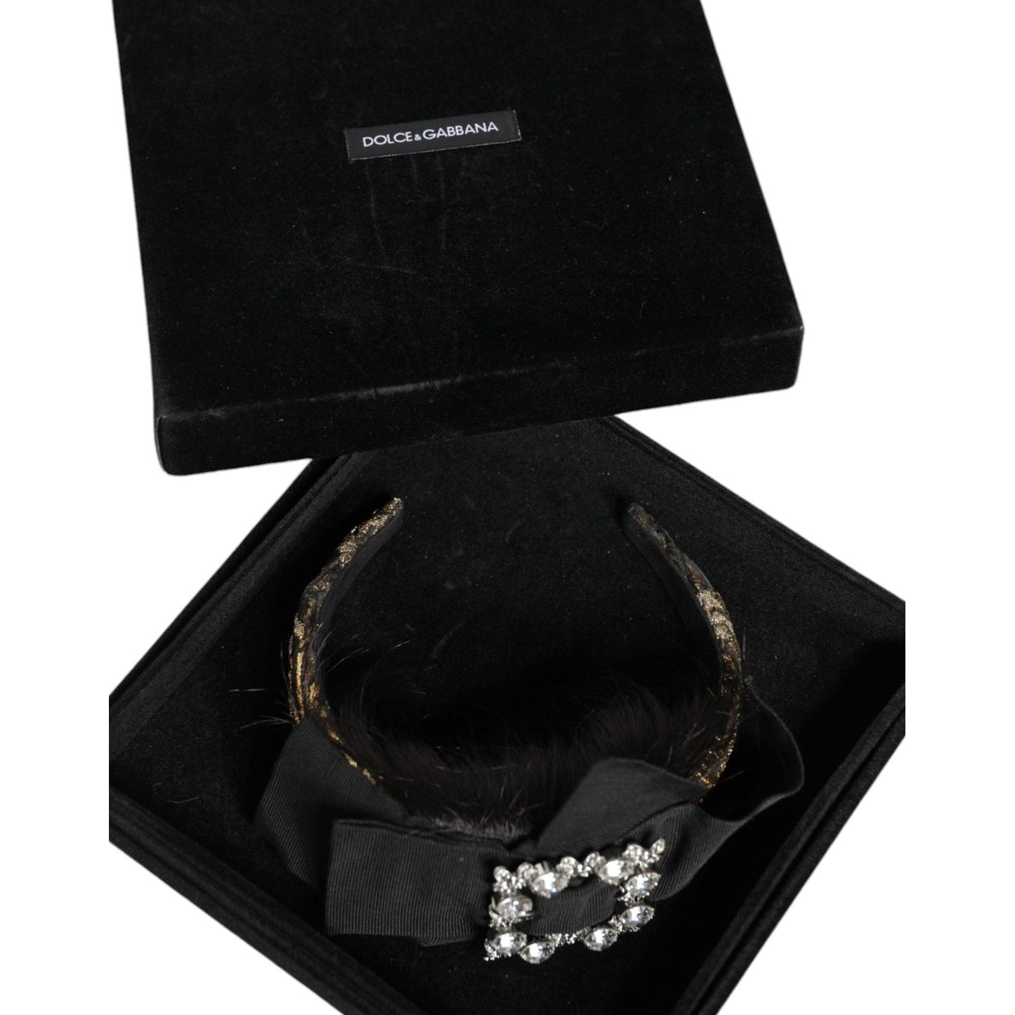 Dolce & Gabbana Black Hair Parrucchiera Crystal Headband Diadem SMY10350