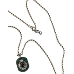 Dolce & Gabbana Sterling Silver 925 Chain Bar Gem Pendant Logo Necklace